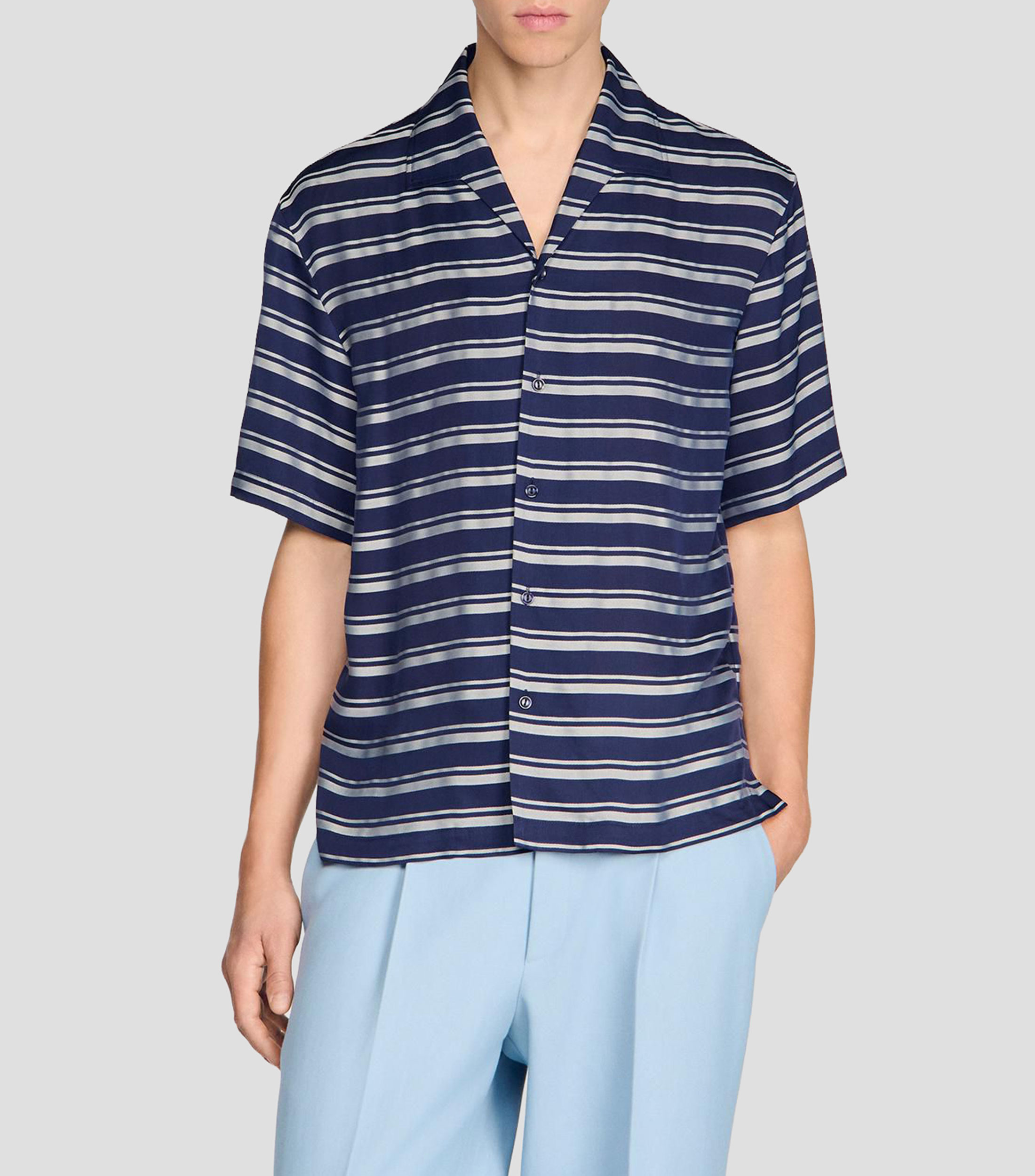 Camisa de rayas manga corta Hombre